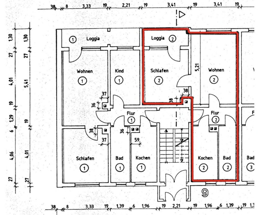 Grundriss (rot markiert) Grundriss (rot markiert)