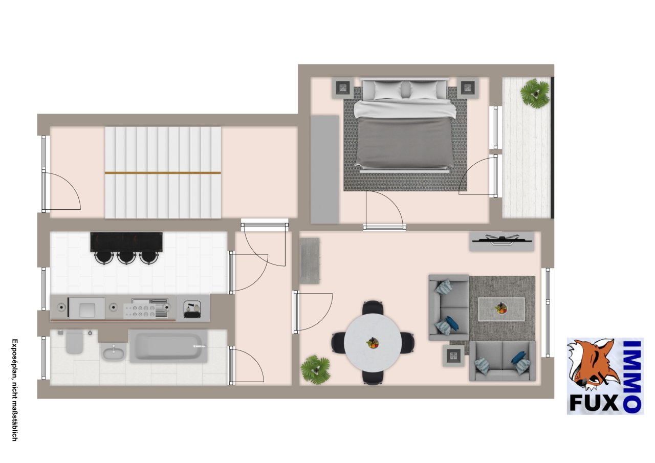 Grundriss Wohnung und Treppenhaus